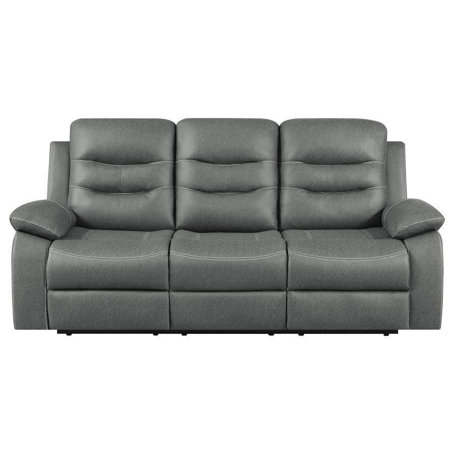 Nova - Upholstered Padded Arm Reclining Sofa - Dark Gray