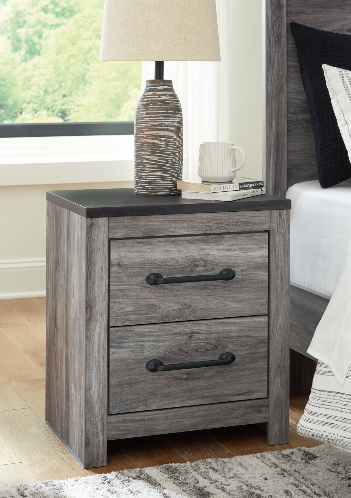 Bronyan - Dark Gray - Two Drawer Night Stand