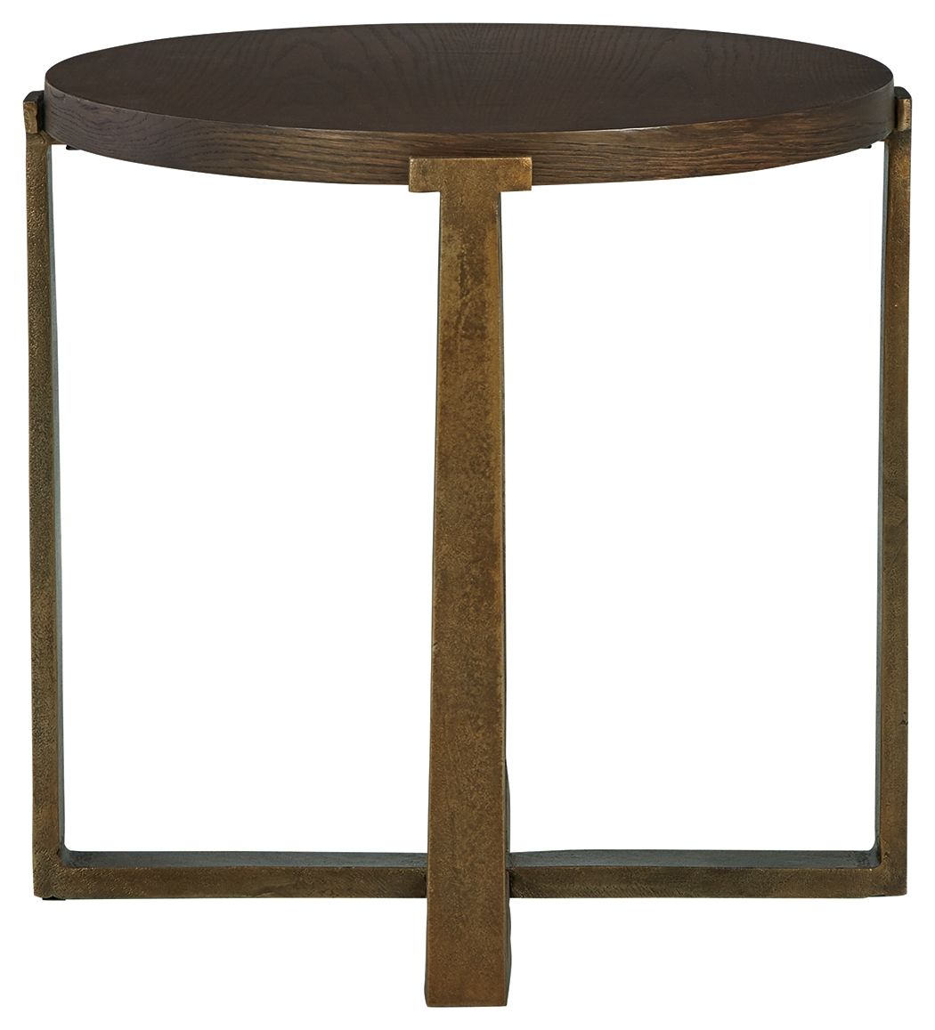 Balintmore - Brown / Gold Finish - Round End Table