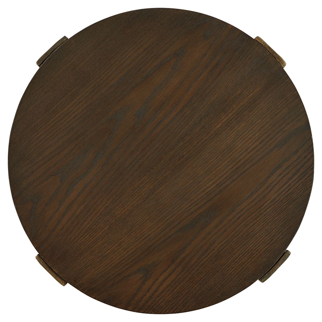 Balintmore - Brown / Gold Finish - Round End Table