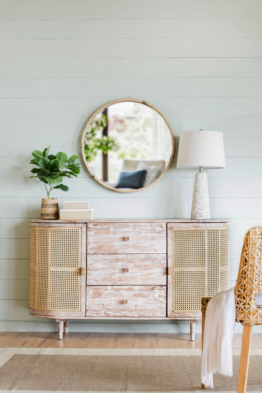 TV Console With Cane Doors - Multicolor