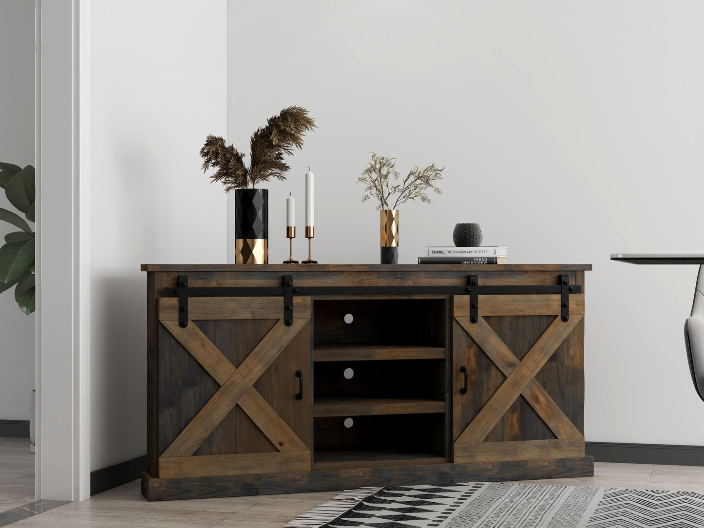 Farmhouse - Corner TV Stand - Barnwood