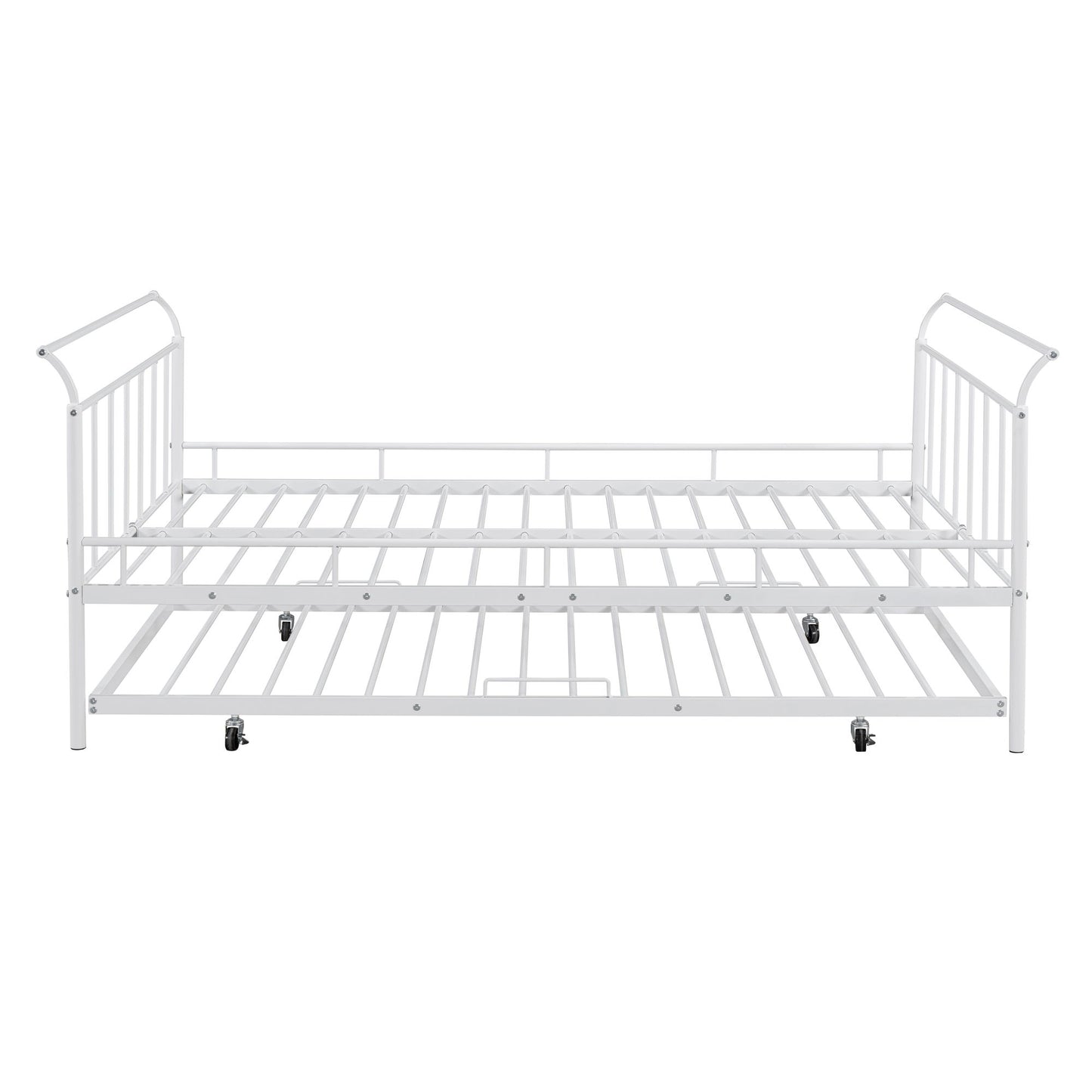 Metal Daybed With Curved Handle Design And Trundle