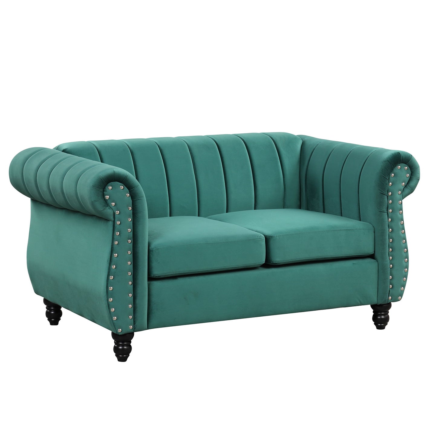 Modern Sofa Dutch Fluff Upholstered Sofa With Solid Legs, Buttoned Tufted Backrest