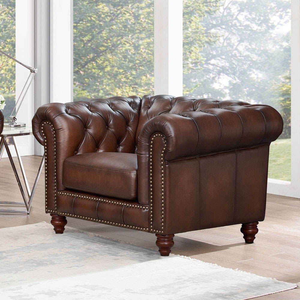 Alton Bay - Top Grain Leather Chair - Brown