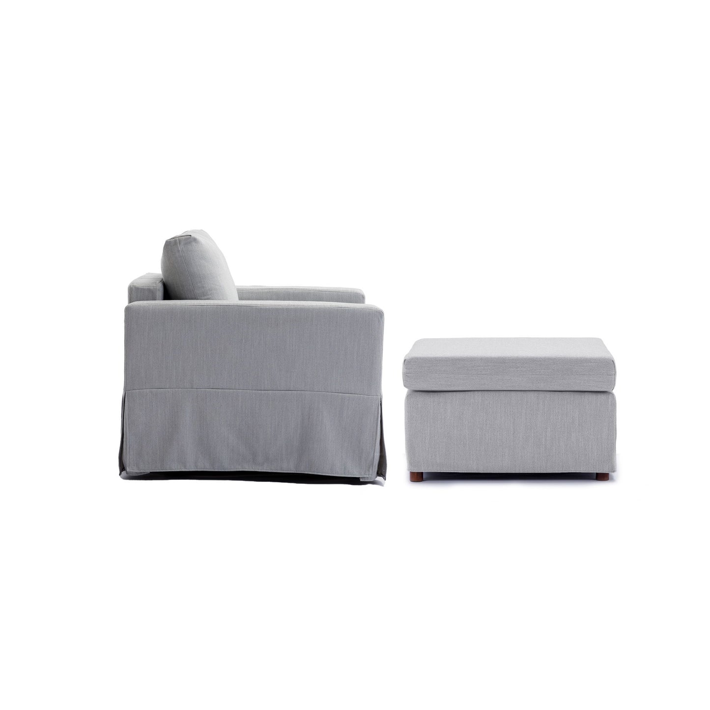 Single Seat Module Sofa Sectional Couch With Armrest With 1 Ottoman, Cushion Covers Non-Removable And Non-Washable