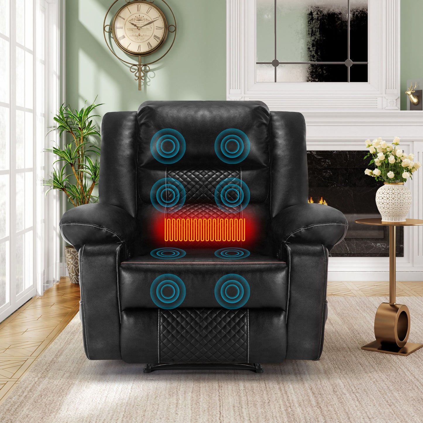 Breathable Leather Massage Recliner Chair Manual Living Room Reclining Sofa