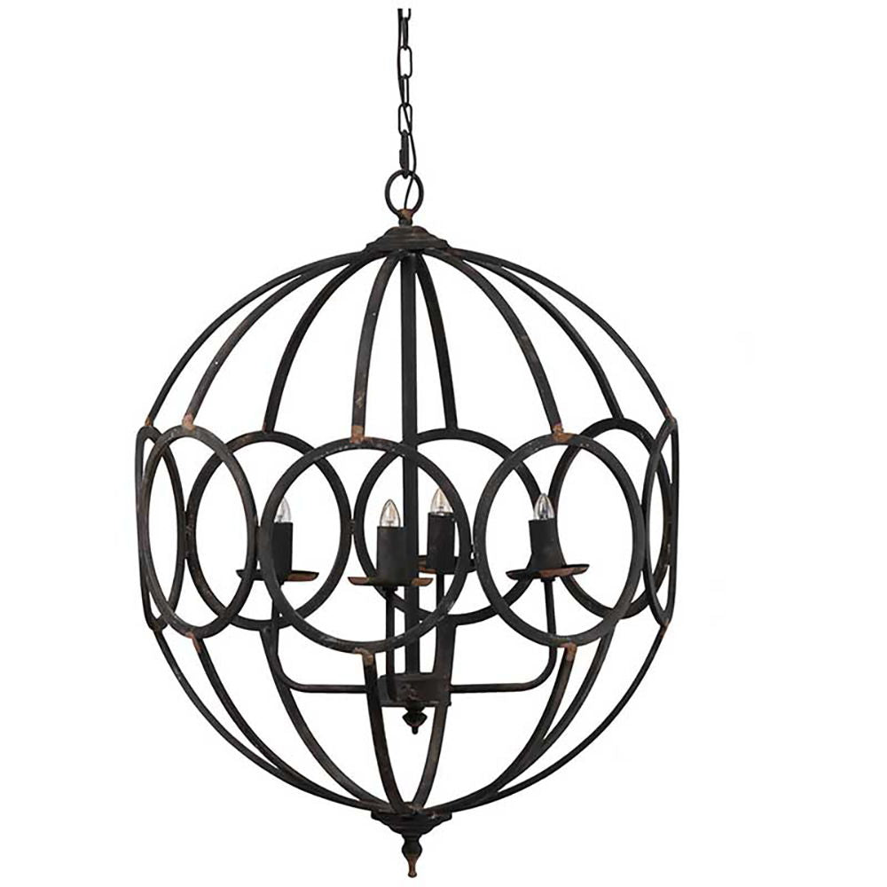 4 Light Metal Chandelier, Hanging Light Fixture With Adjustable Chain For Kitchen Dining Room Foyer Entryway, Bulb Not Included - Black