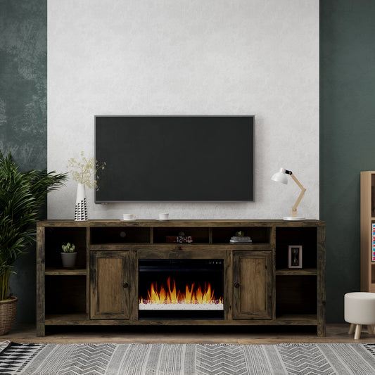 Joshua Creek - 84" Electric Fireplace TV Stand For TVs Up To 95" - Barnwood