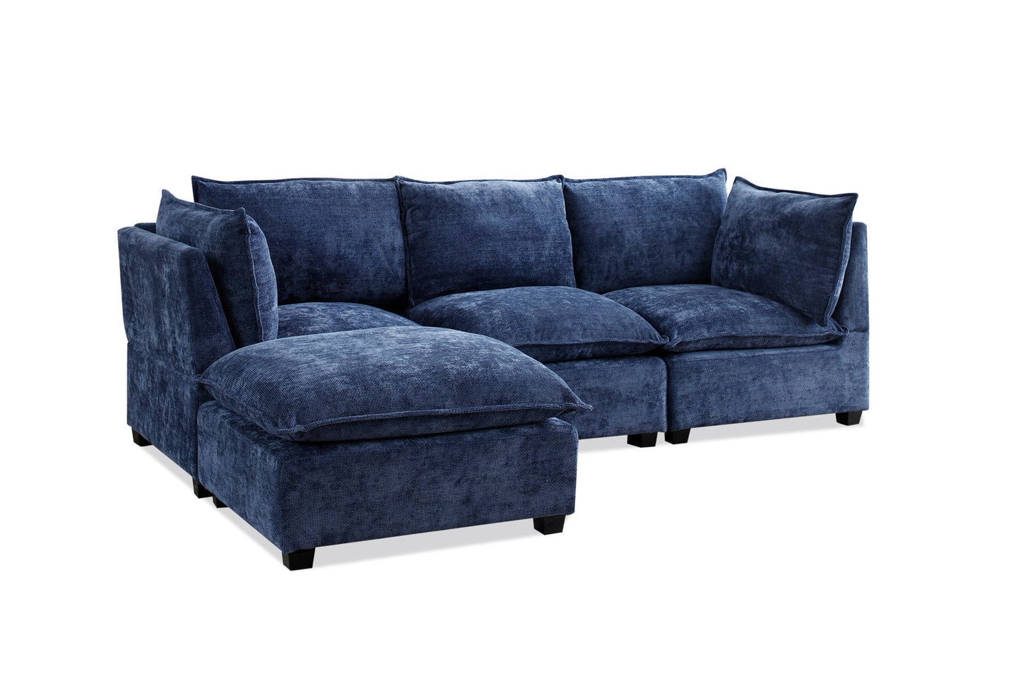 Modern Sectional L-Shape Sofa With Convertible Ottoman For Living Room