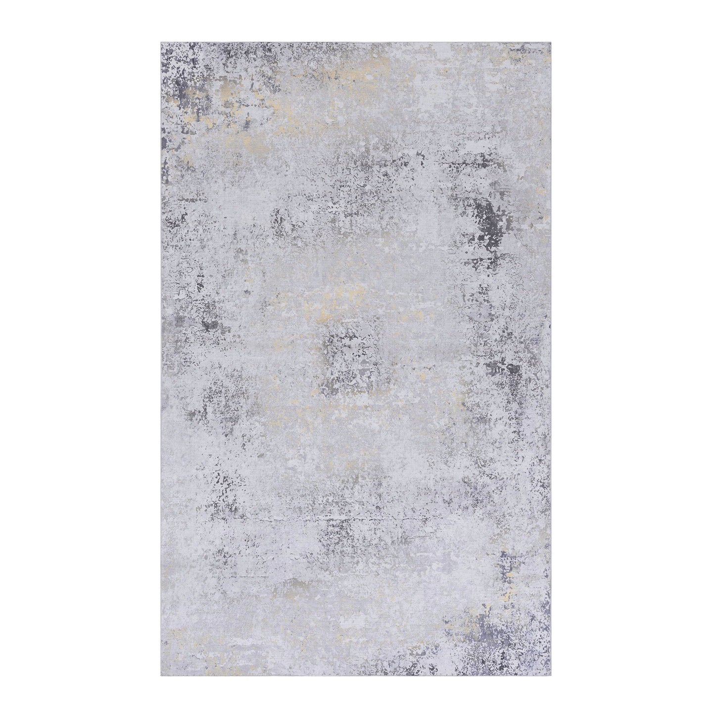 Area Rug, Washable Rug, Low-Pile, Non-Slip, Non-Shedding, Foldable, Kid & Pet Friendly Area Rugs For Living Room, Bedroom, Kitchen, Dining Room Rug, Perfect Gifts - Gray / Gold