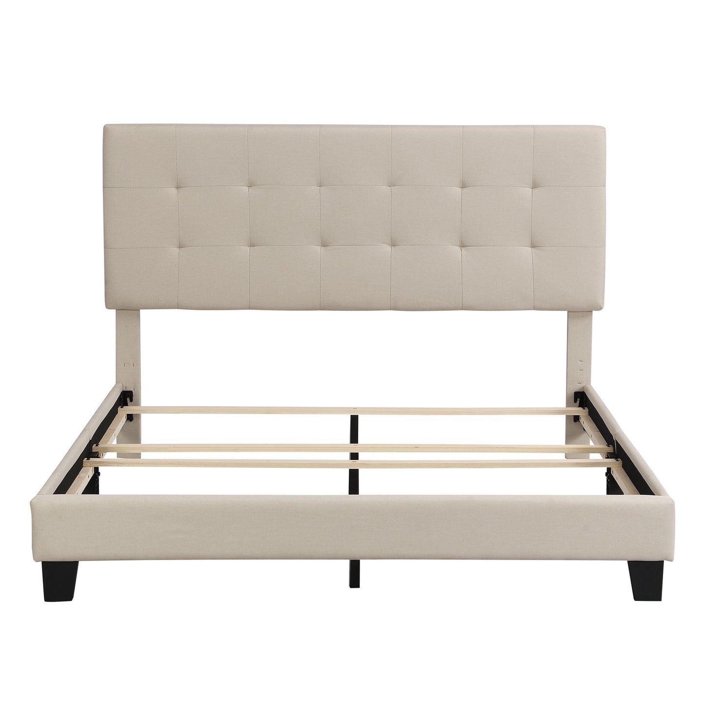 Upholstered Platform Bed With Tufted Headboard, No Box Spring Needed