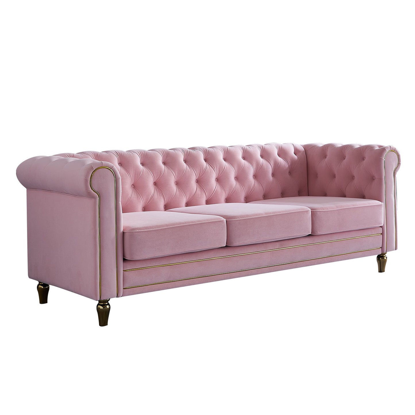 Chesterfield - Velvet Sofa 84.65" For Living Room