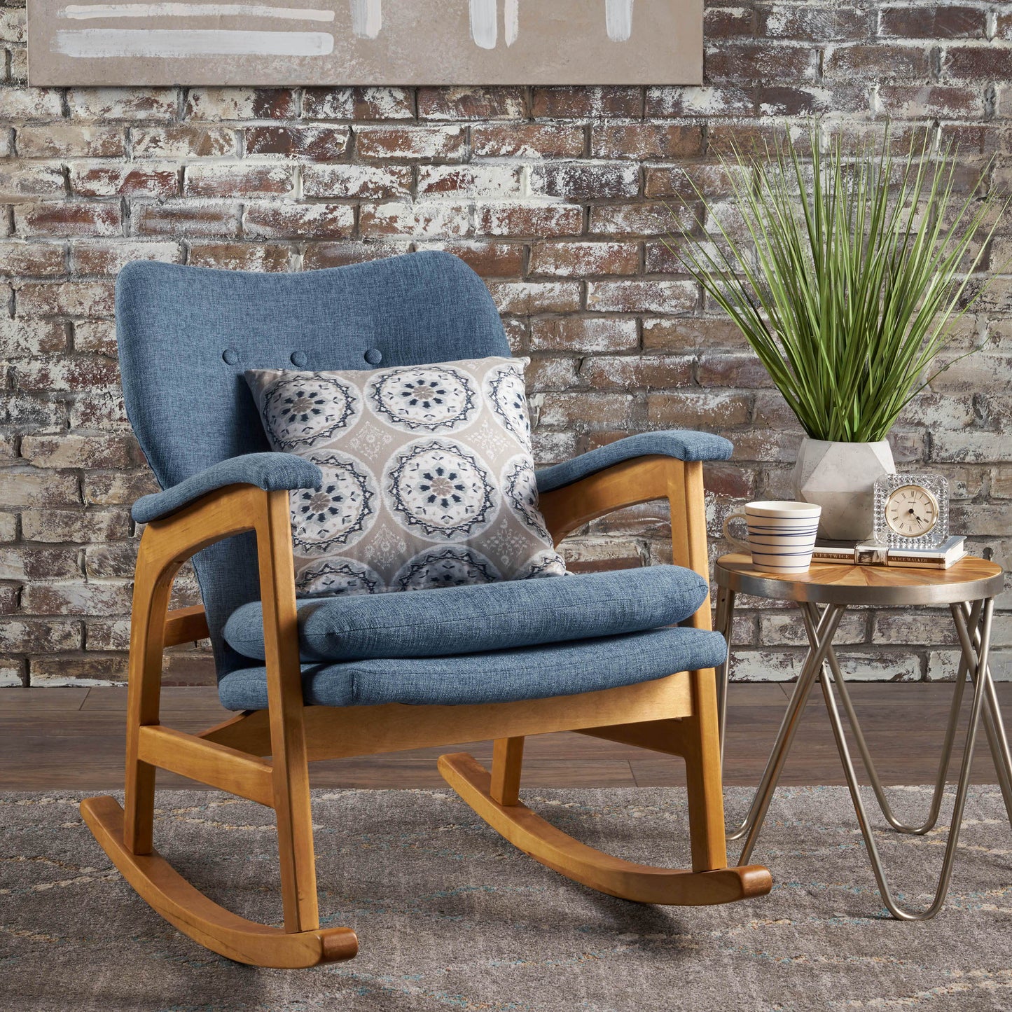 Mid-Century Fabric Rocking Chair