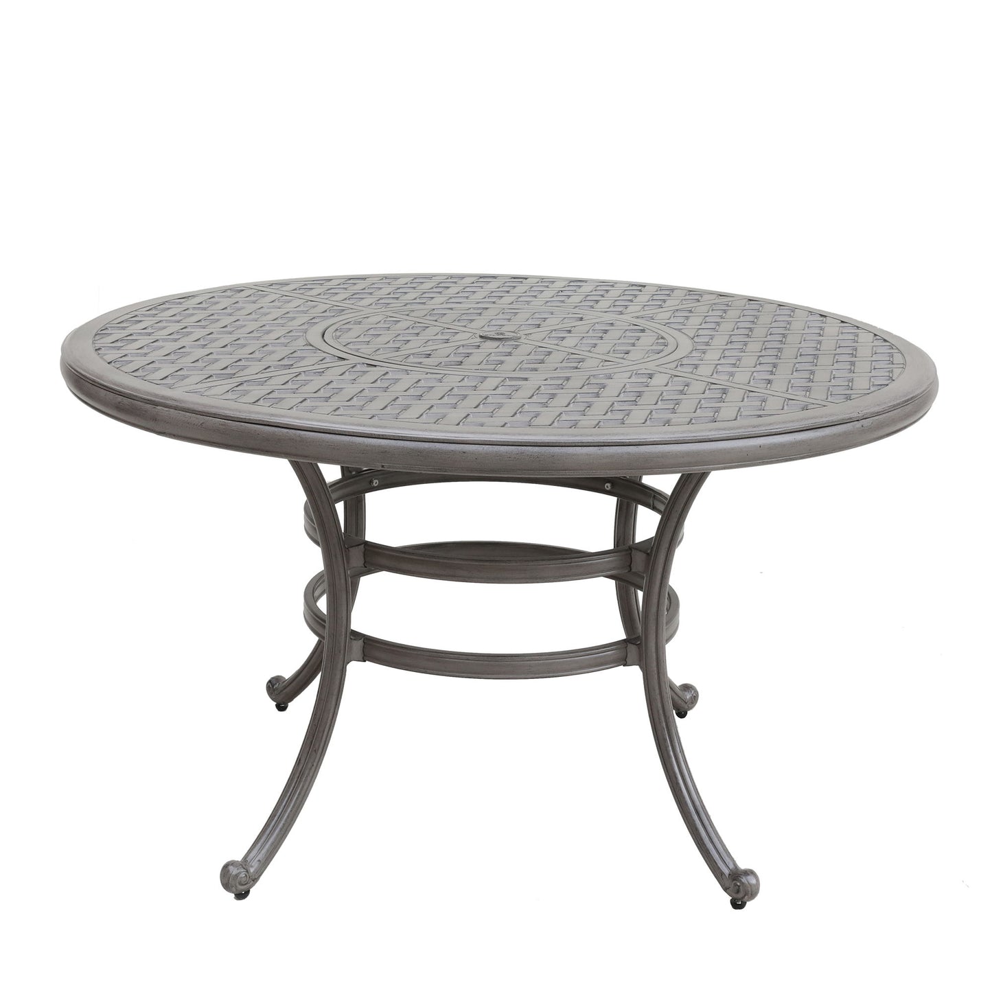 All-Weather And Durable 52" Round Cast Aluminum Round Dining Table With Umbrella Hole - Gray