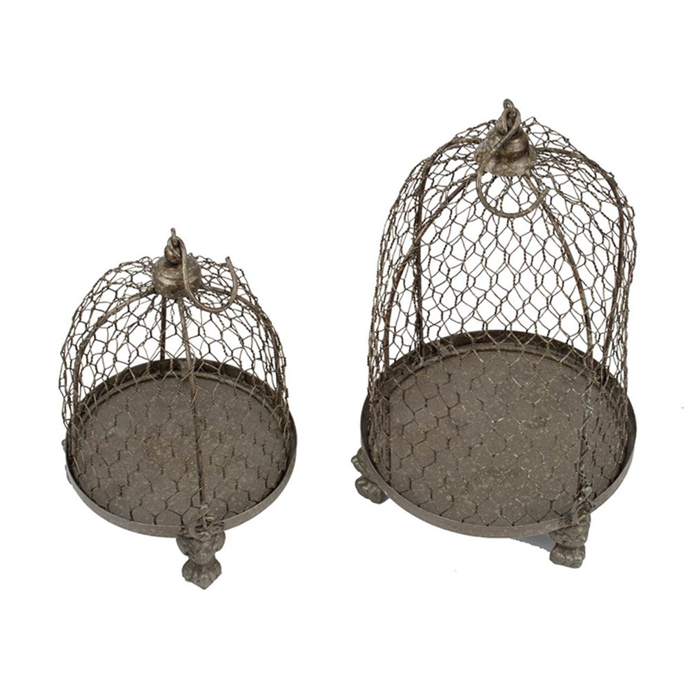 Phineas Hanging Wire Mesh Candle Holders (Set of 2) - Antique Gray