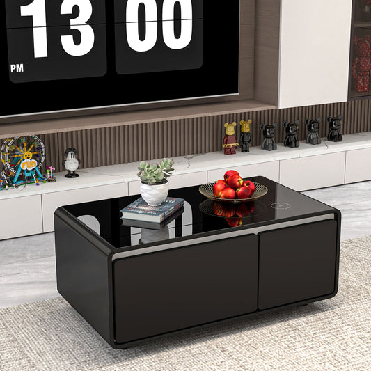 Modern Smart Coffee Table With Built In Fridge, Outlet Protection, Wireless Charging, Mechanical Temperature Control, Power Socket, USB Interface And Ice Water Interface