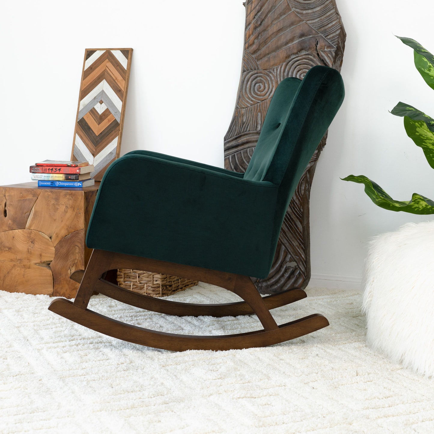 Alistair - Solid Wood Rocking Chair - Green