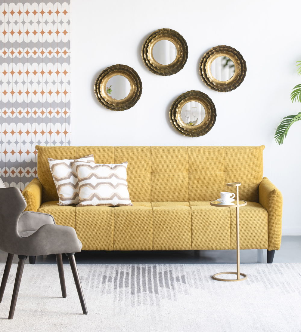 Round Wall Mirror With Metal Frame, Mid Century Modern Accent Mirror For Living Room - Gold