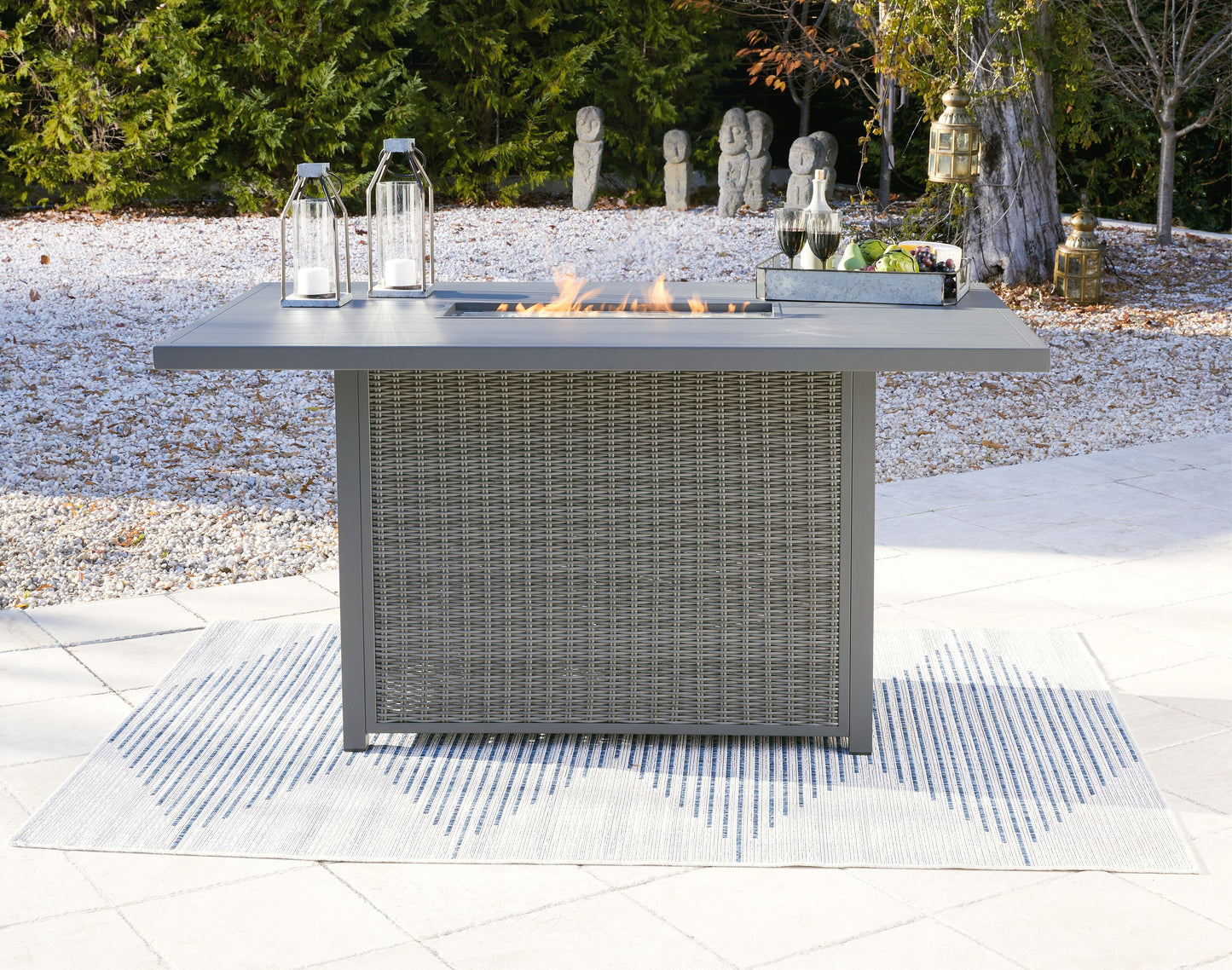 Palazzo - Gray - Rect Bar Table W/Fire Pit