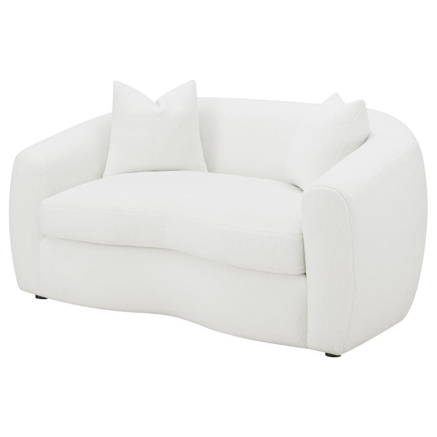 Isabella - Faux Sheepskin Upholstered Loveseat Natural - Ivory