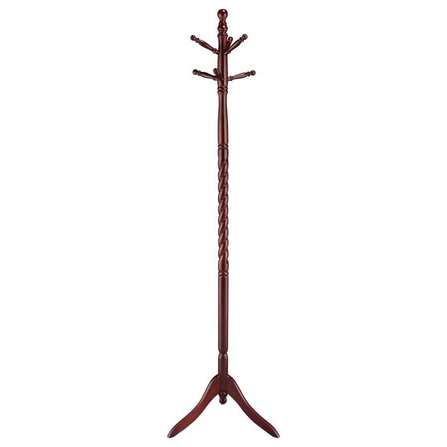 Riona - 6 Hook Freestanding Wood Coat Rack Hat Hanger - Merlot