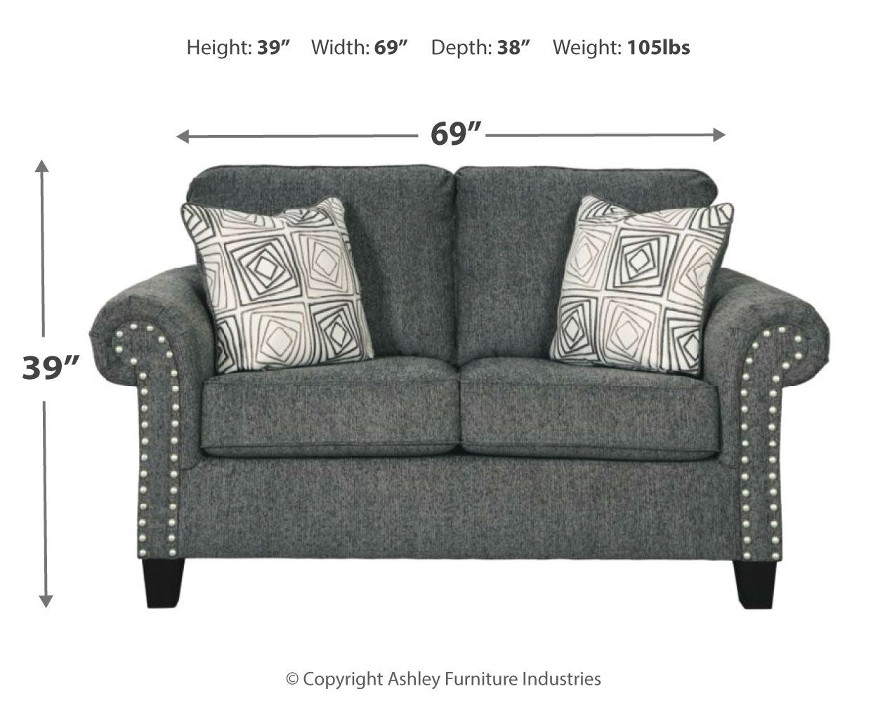 Agleno - Charcoal - Loveseat