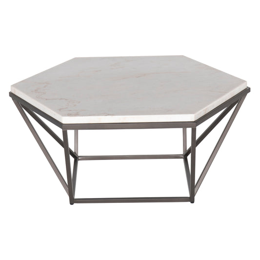 Corvus - White Marble Top Hexagon - White