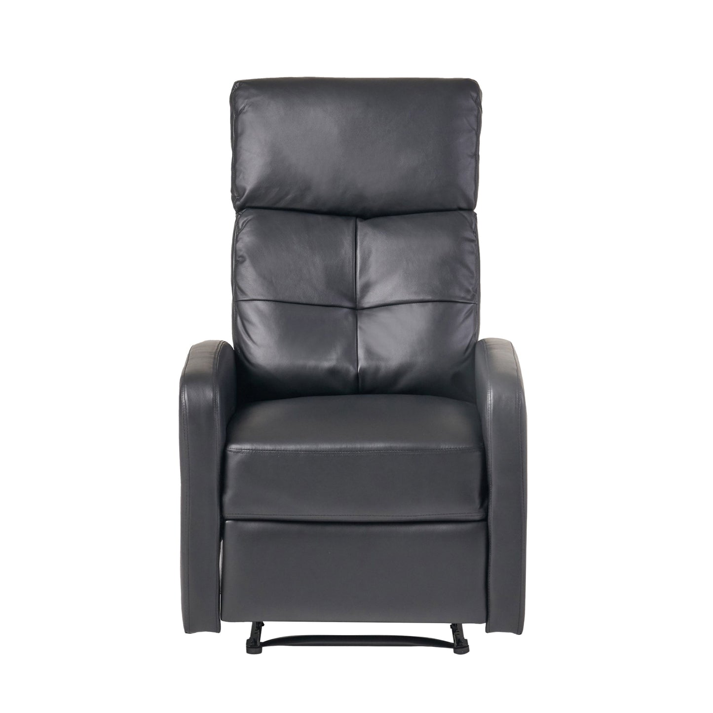 Wide Faux Leather Manual Standard Recliner - Black