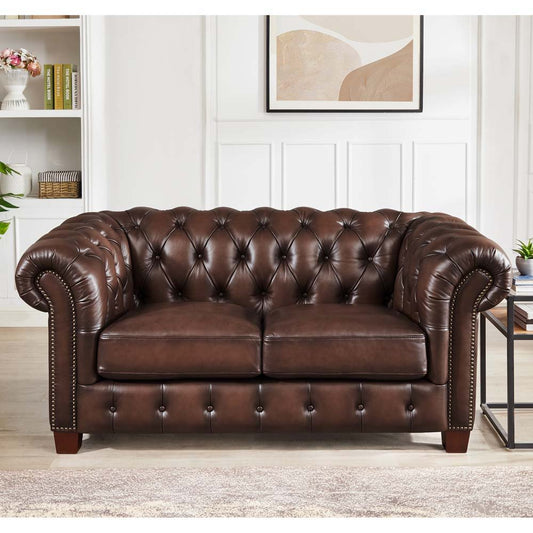 Versailles - Leather Loveseat - Caramel