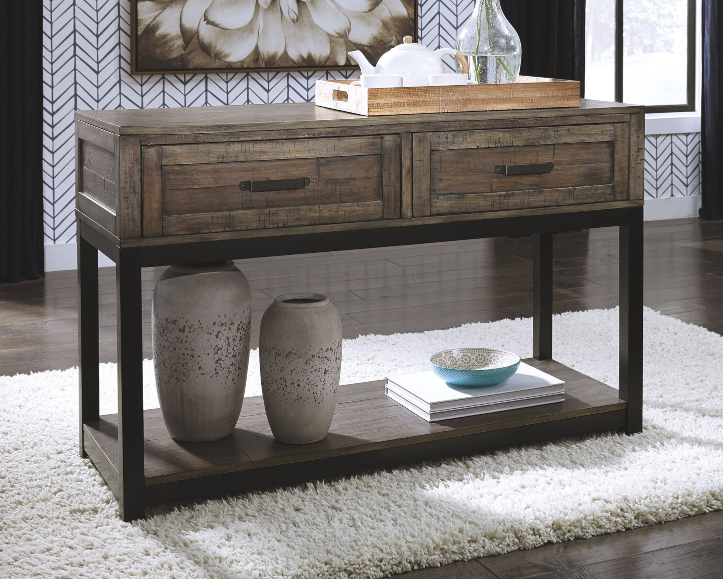 Johurst - Grayish Brown - Sofa Table