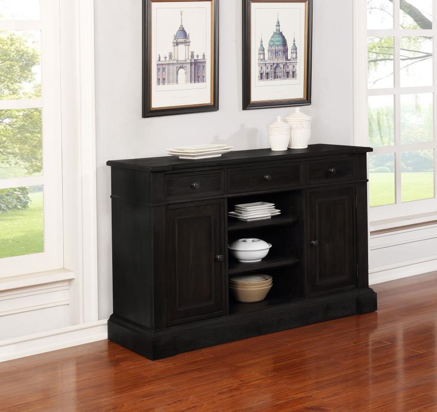 Phelps - 2 Door Sideboard Buffet Cabinet - Distressed Noir