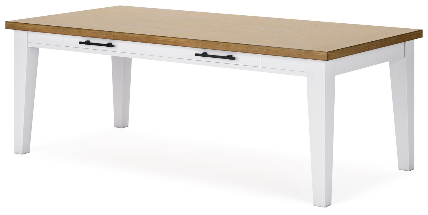 Ashbryn - White / Natural - Rectangular Dining Room Table