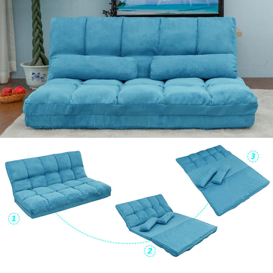 Double Chaise Lounge Sofa Floor Couch And Sofa With Two Pillows