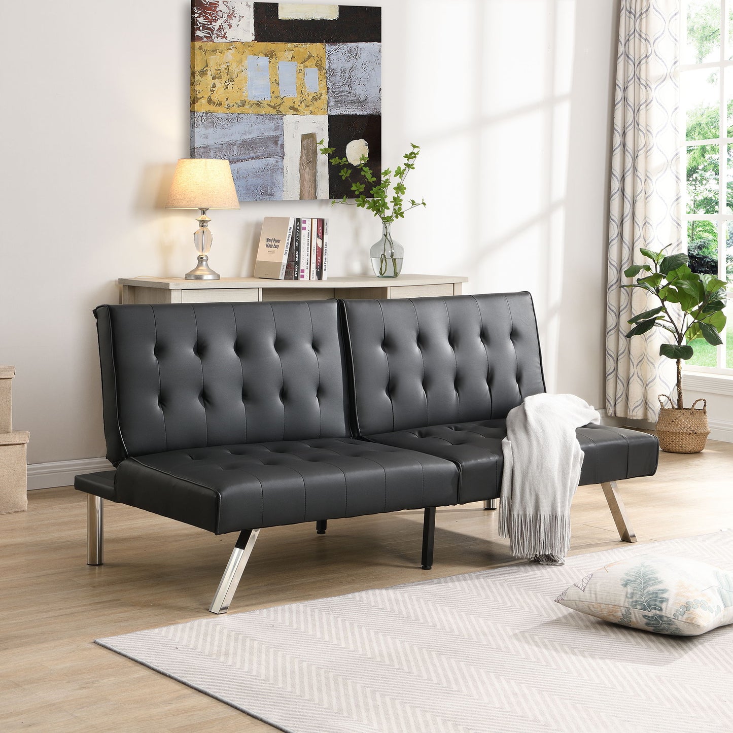 Comfortable Futon Sofa Bed - Black