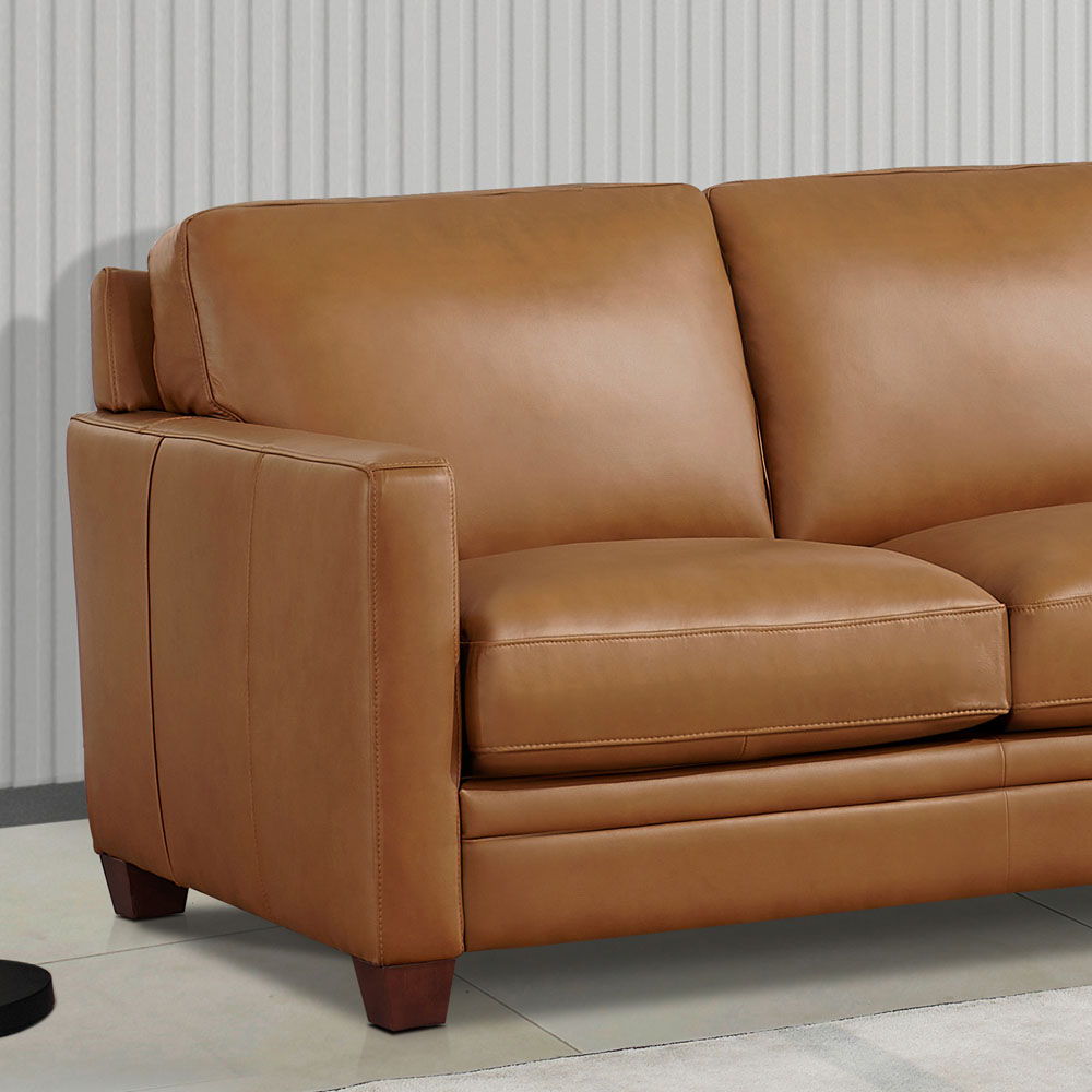 Naples - Leather Sofa - Cognac