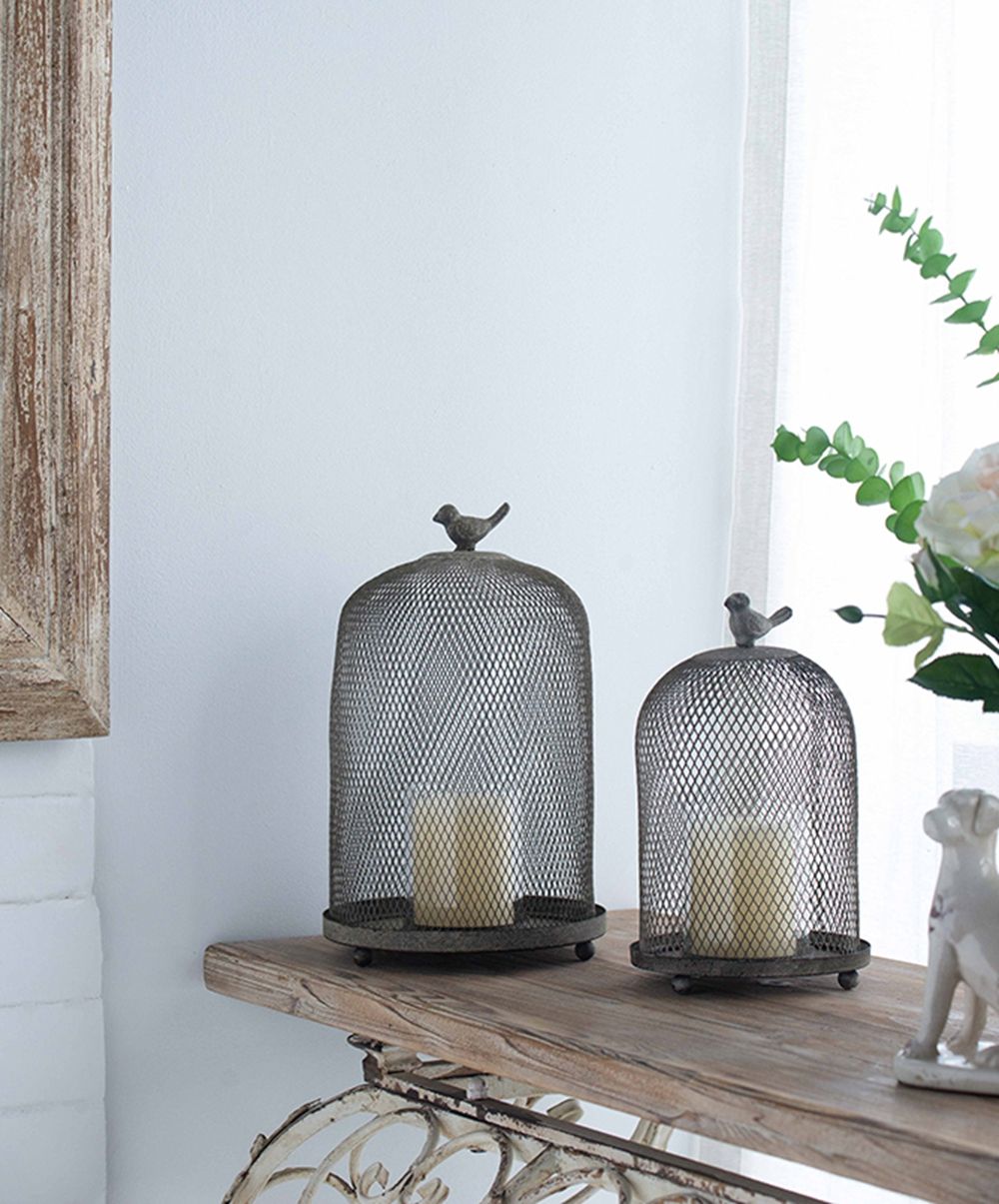 Ophira Sparrow Mesh Candle Holders (Set of 2) - Antique Gray