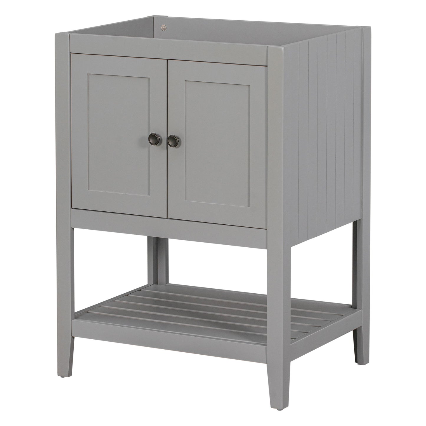 Bathroom Vanity Base Only, Soild Wood Frame, Bathroom Storage Cabinet With Doors And Open Shelf