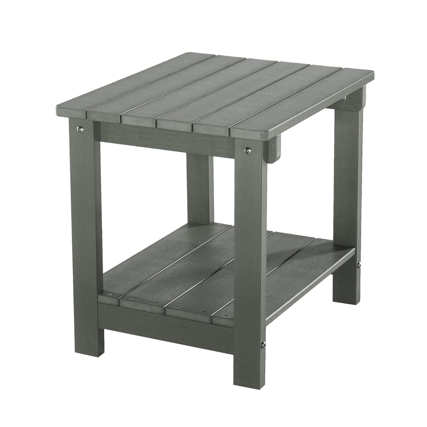 Key West - Weather Resistant Outdoor Indoor Plastic Wood End Table, Patio Rectangular Side Table, Small Table For Deck, Backyards, Lawns, Poolside, And Beaches - Gray