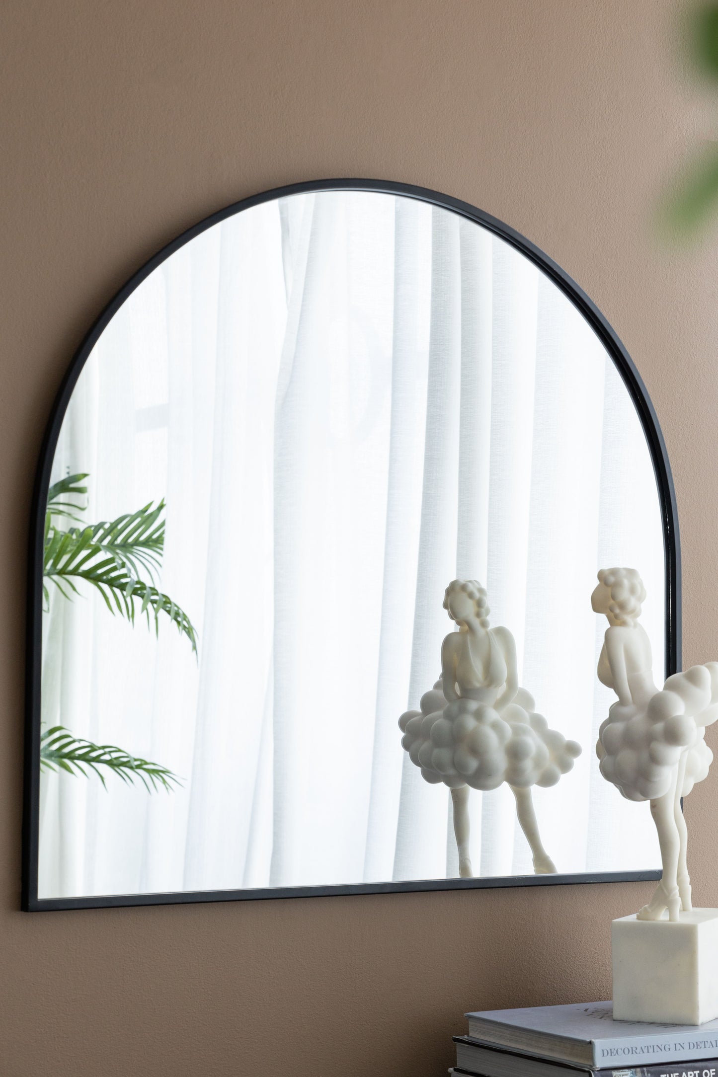 Arched Accent Mirror With Metal Frame For Bathroom, Bedroom, Entryway Wall