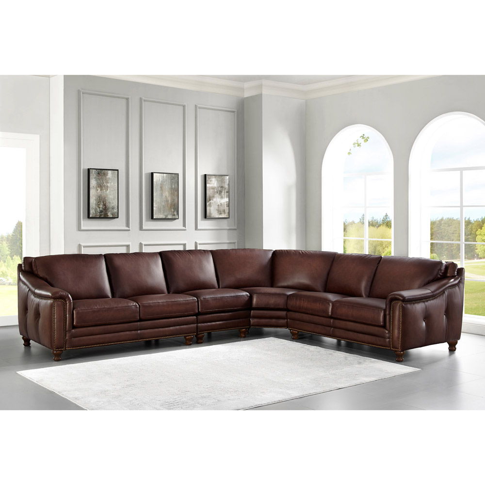 Belfast - Leather Sectional - Brown