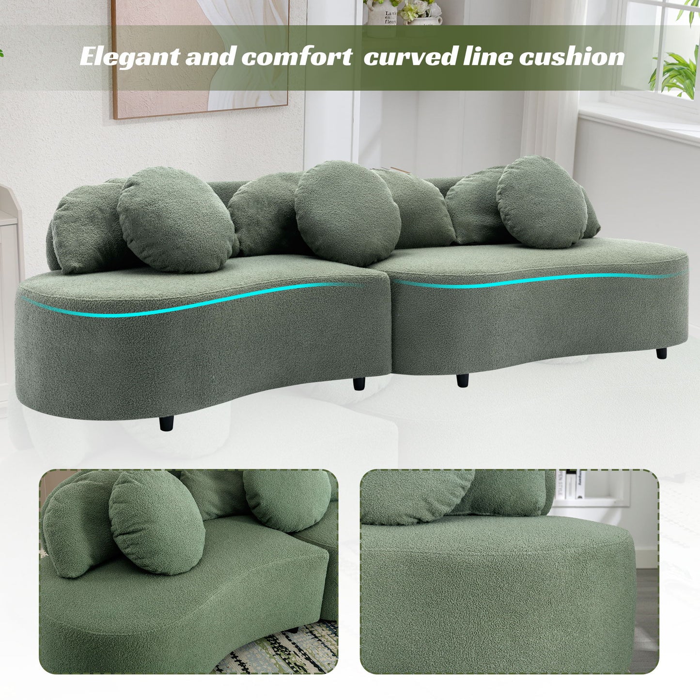 Modern Living Room Sofa Lamb Velvet Upholstered Couch Furniture For Home Or Office