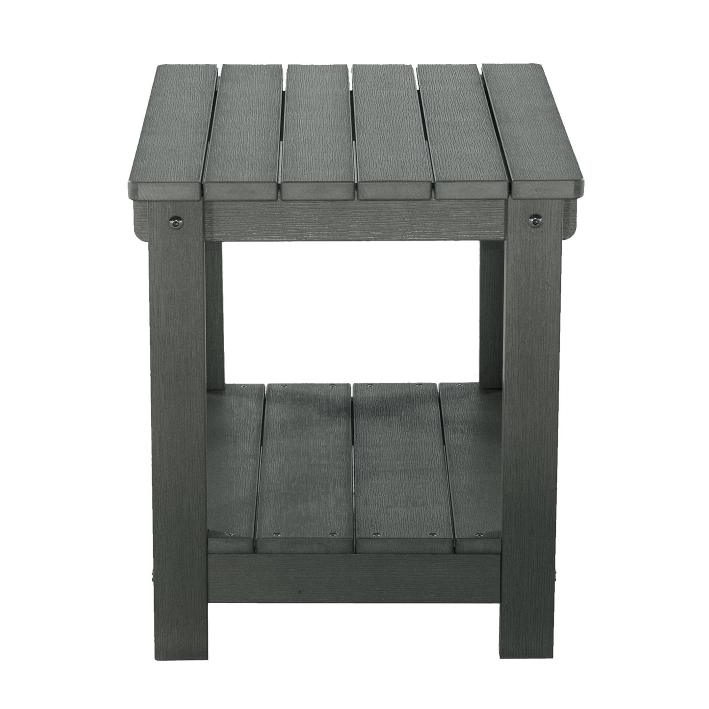 Key West - Weather Resistant Outdoor Indoor Plastic Wood End Table, Patio Rectangular Side Table, Small Table For Deck, Backyards, Lawns, Poolside, And Beaches - Gray