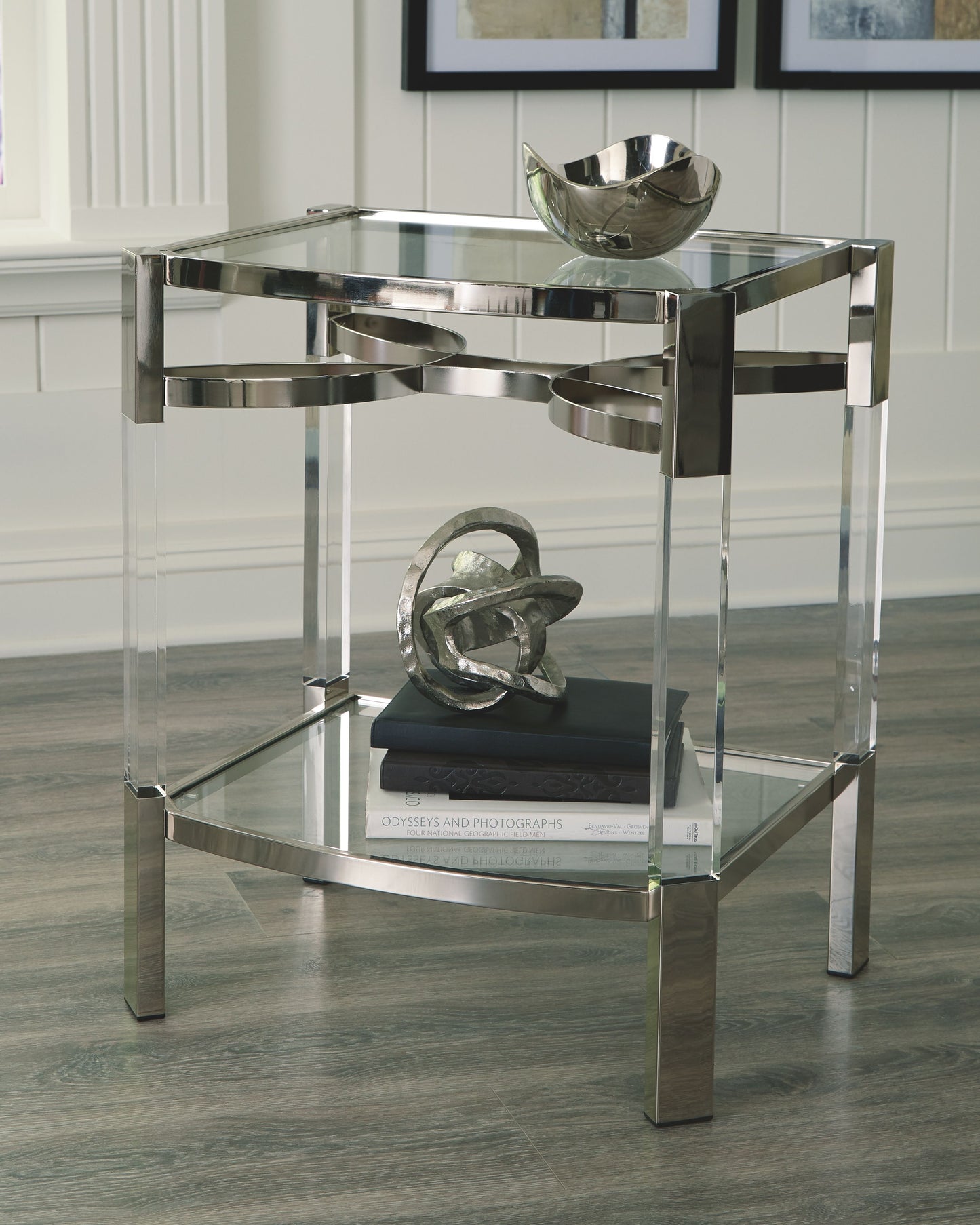 Chaseton - Clear / Silver Finish - Accent Table