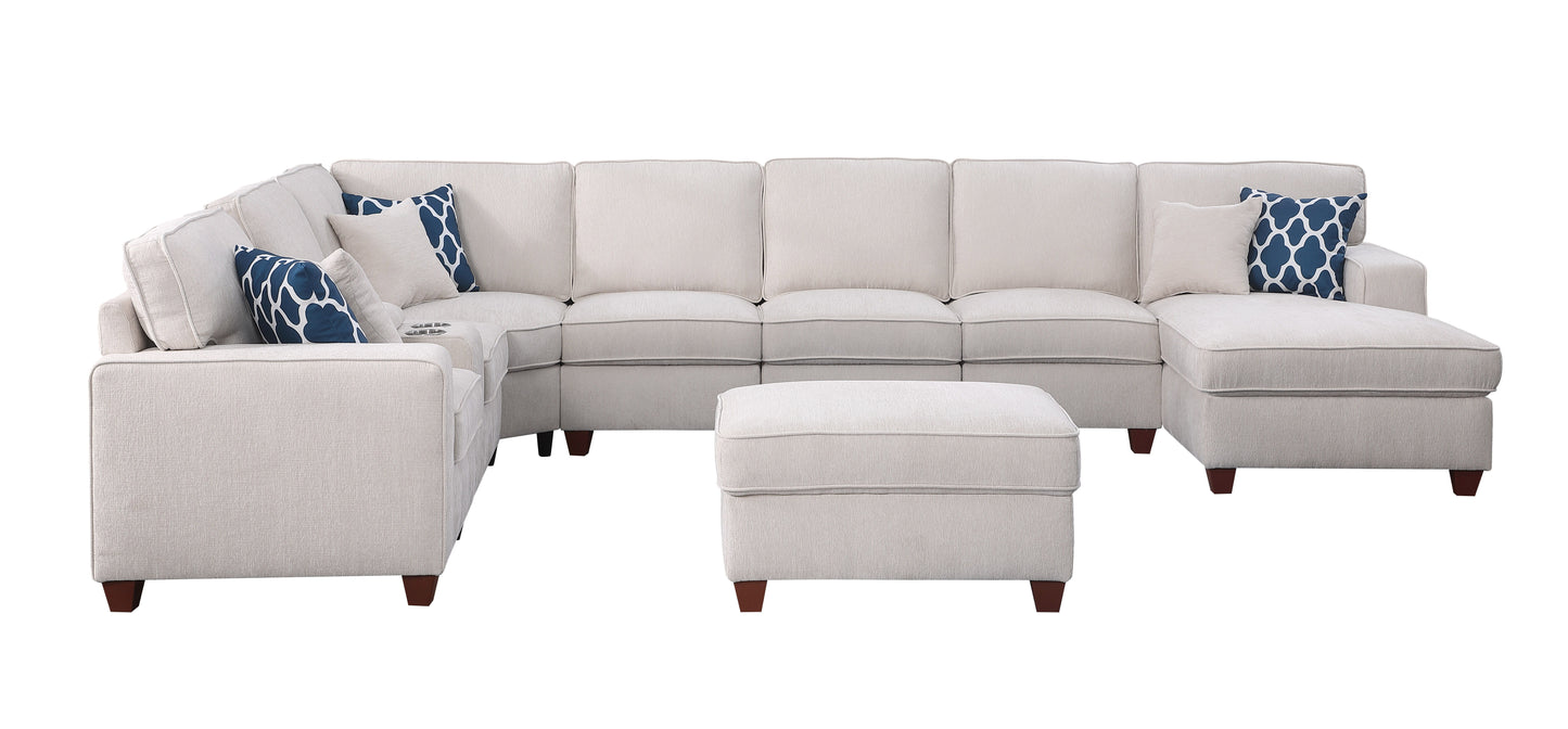 Sarah - Upholstered Sectional With Ottoman