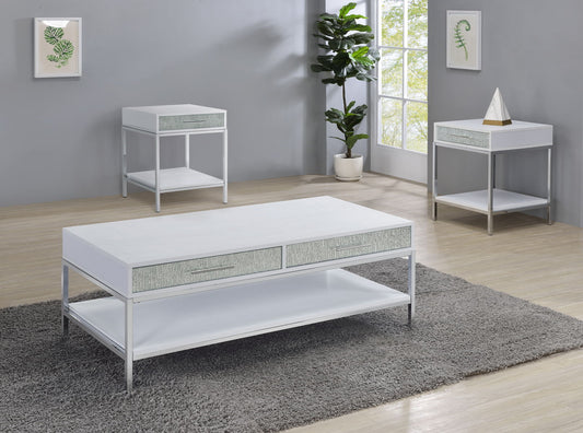 Mirage - 3 Piece Table Set (Cocktail & 2 End Tables) - White