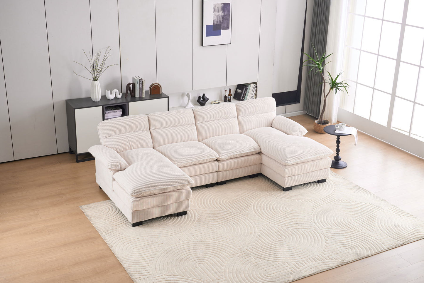 U-Shaped Profile Sofa, Including Two Single Seats And Two Chaise, Modular Sofa, Corduroy Sofa