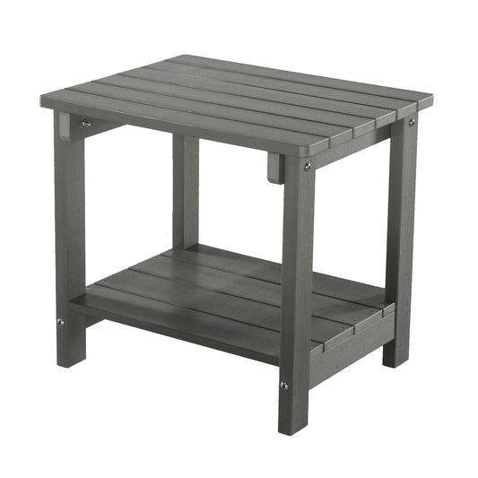 Key West - Weather Resistant Outdoor Indoor Plastic Wood End Table, Patio Rectangular Side Table, Small Table For Deck, Backyards, Lawns, Poolside, And Beaches - Gray