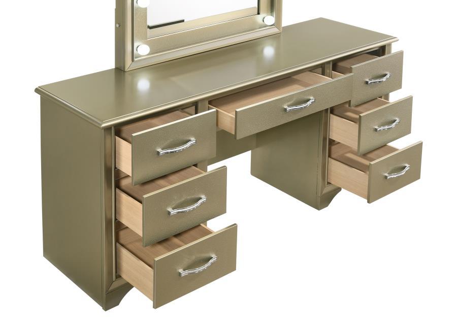 Beaumont - 7-Drawer Vanity Set With Lighting - Champagne