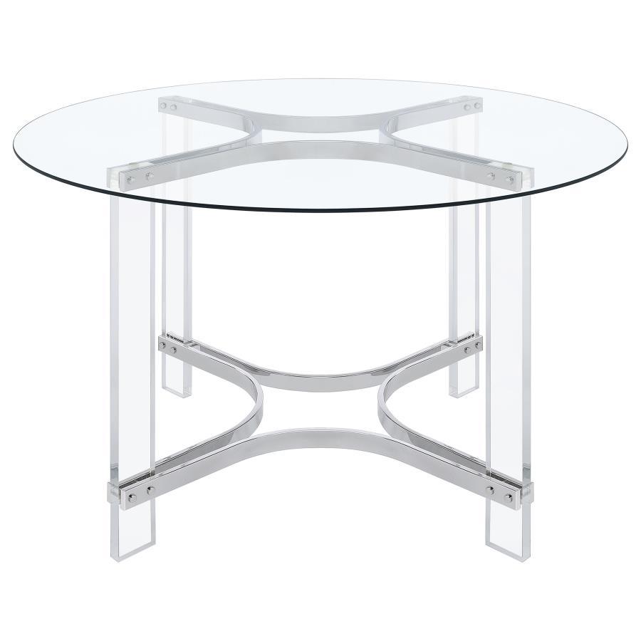 Keeling - Round Glass Top Acrylic Dining Table - Chrome